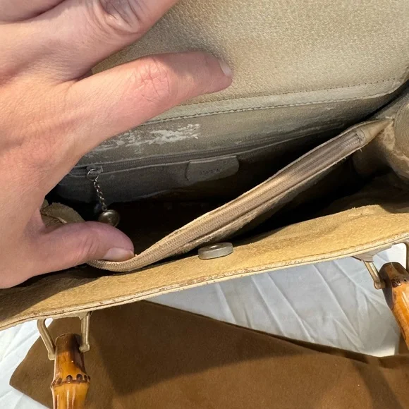 Authentic Gucci Beige Leather Tote Bag with Bamboo Handles - Picture 10 of 14
